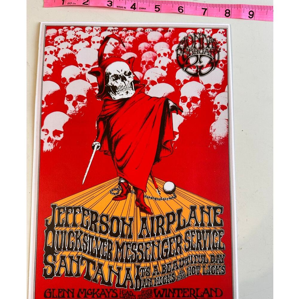 8 x 12 Vinyl Sticker Vintage Poster Jefferson Airplane